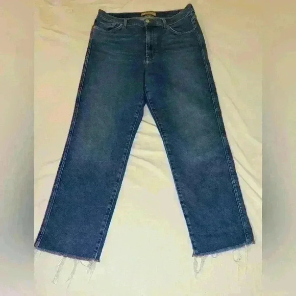 7 For all Mankind Cropped Straight High Waisted Luxe Vintage Denim Jeans size 32 - Picture 2 of 15